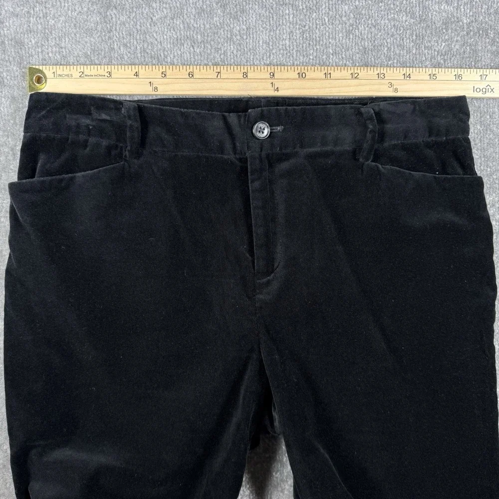 Chaps Pants Women's 10P Petite Black Velvet Straight Leg Dark Fairy Festive - Picture 4 of 7
